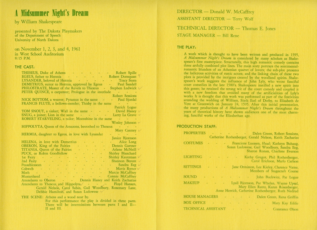 1961 A Midsummer Night's Dream Program 2