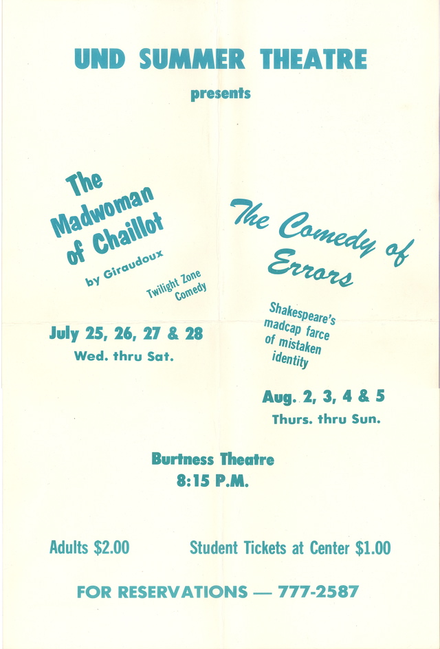 1973 UND Summer Theatre Presents