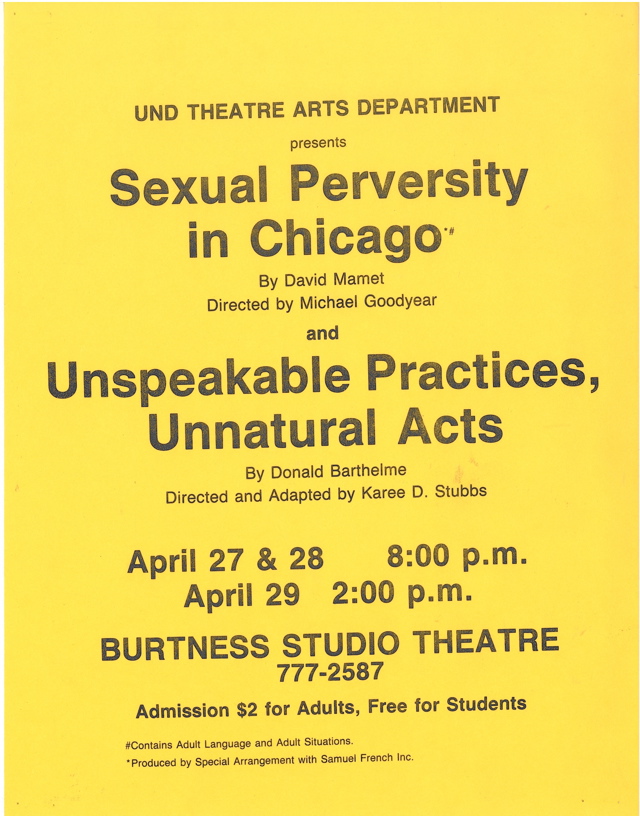 1984 Sexual Perversity in Chicago/Unspeakable Practices, Unnatural Acts